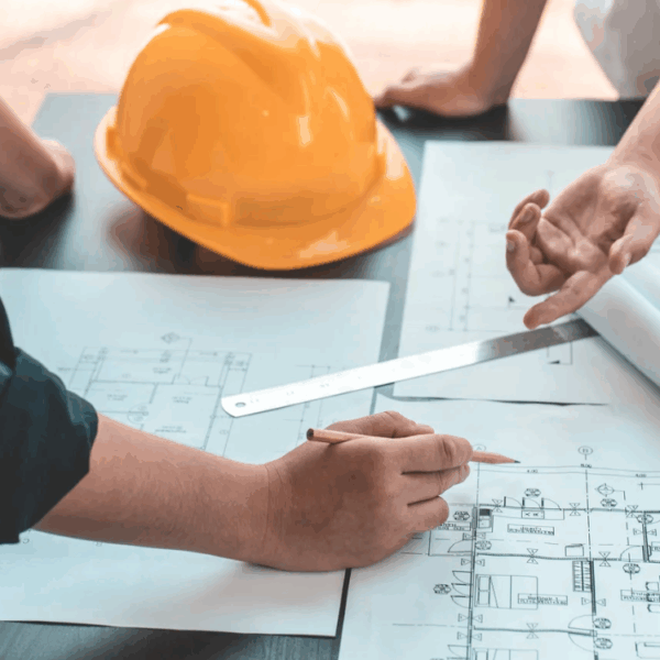 construction contractors making detailed project plans